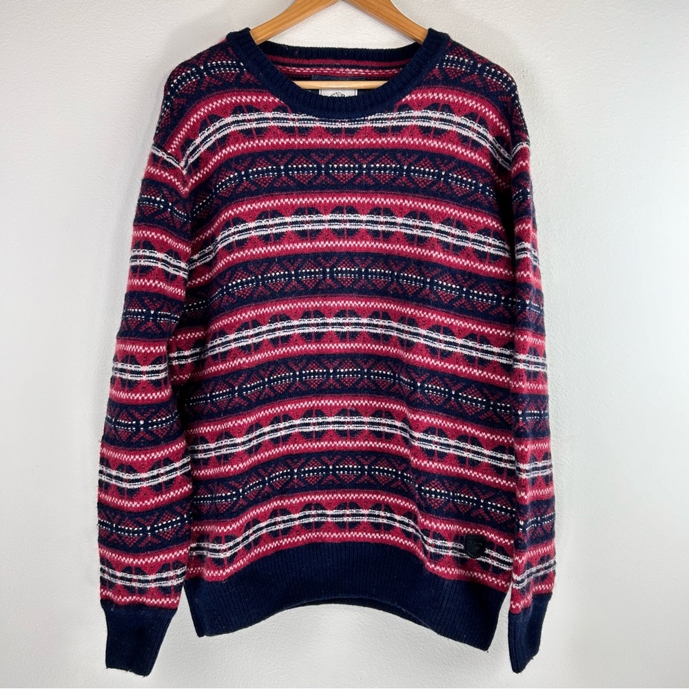 Bison Men’s Knit Crewneck Wool Blend Sweater. Size L.